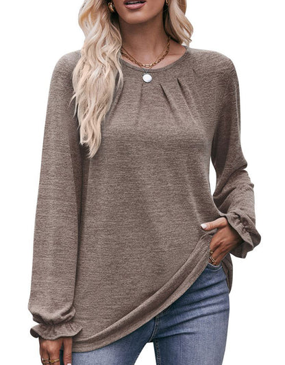 Screw Neck Long Sleeves Top