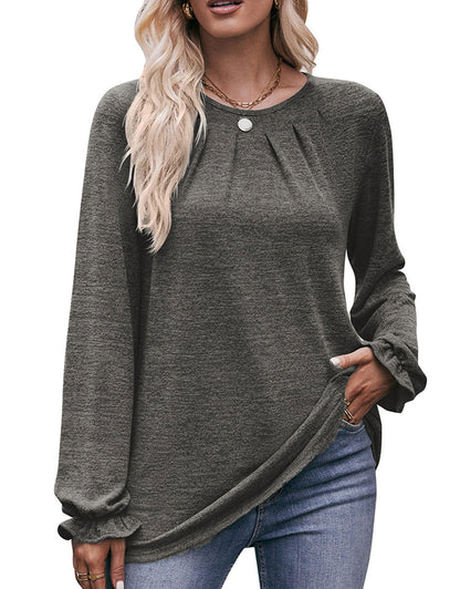 Screw Neck Long Sleeves Top