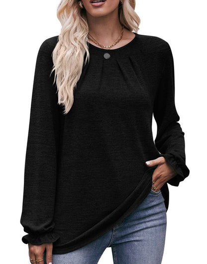 Screw Neck Long Sleeves Top