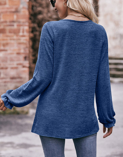 Screw Neck Long Sleeves Top