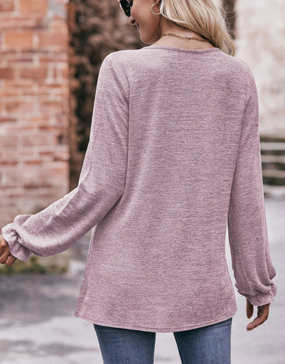 Screw Neck Long Sleeves Top