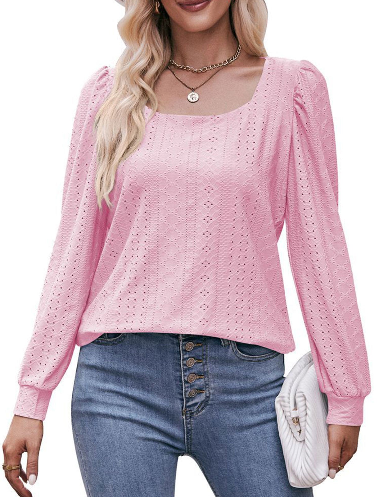 Eyelet  Loose  Blouse