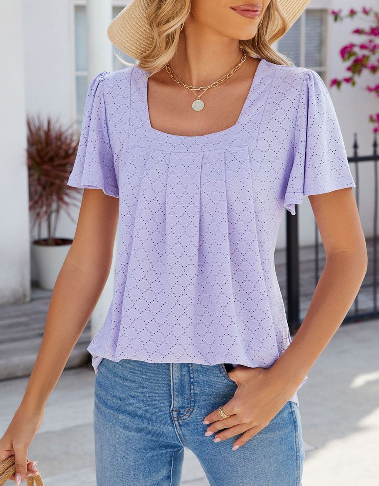 Square Neck Loose Blouses