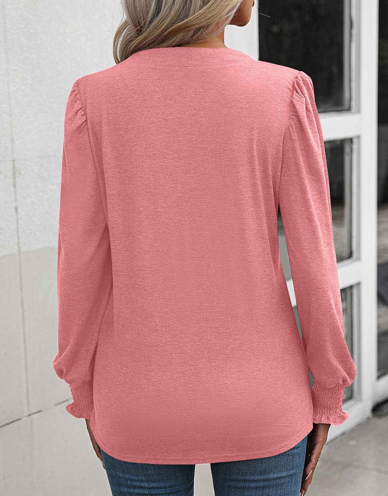 Casual Long Sleeve V Neck Blouse