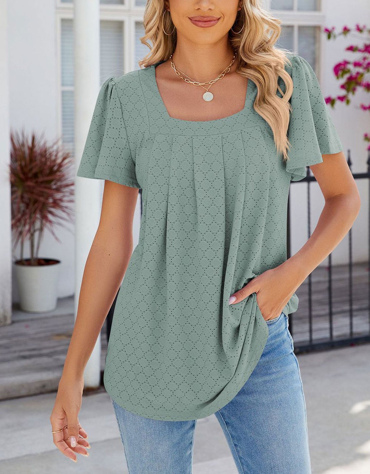 Square Neck Loose Blouses