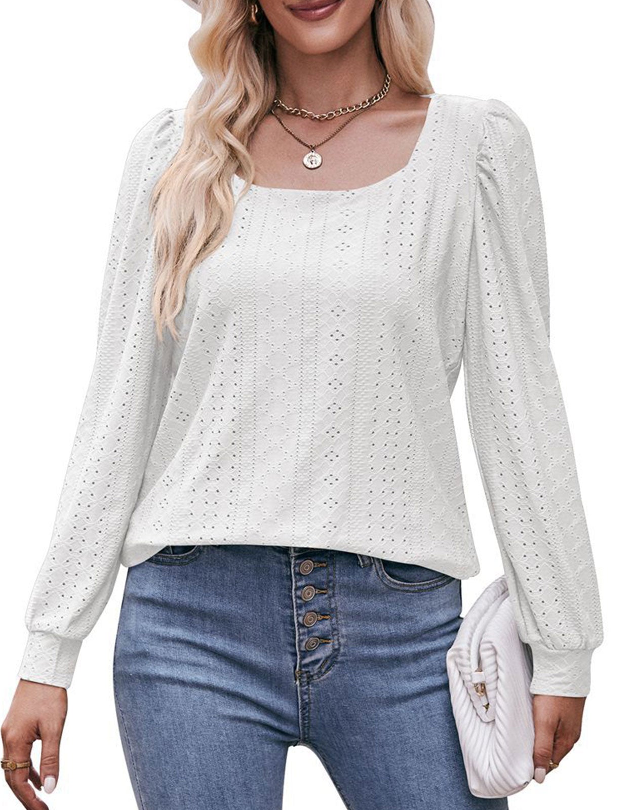 Eyelet  Loose  Blouse