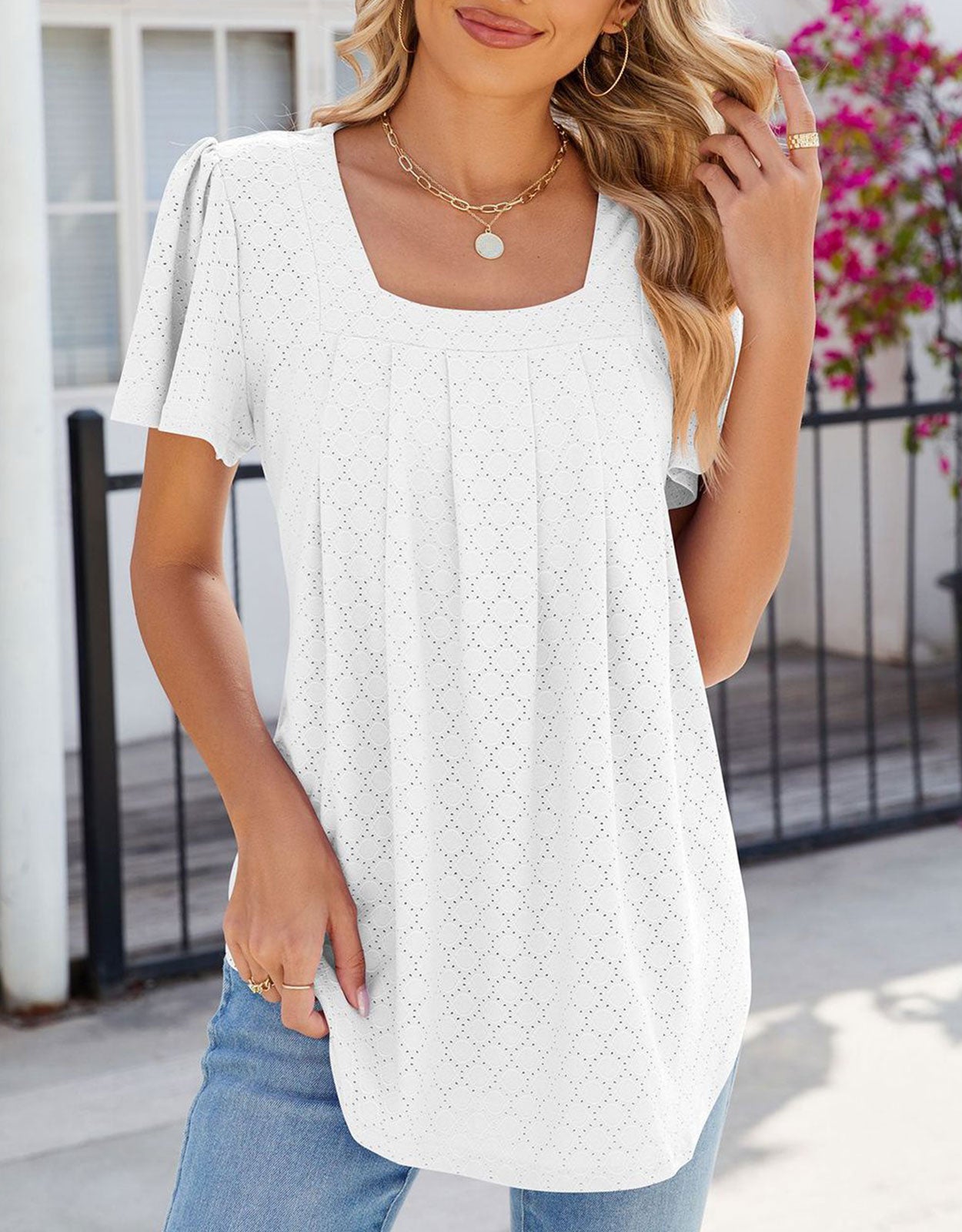 Square Neck Loose Blouses