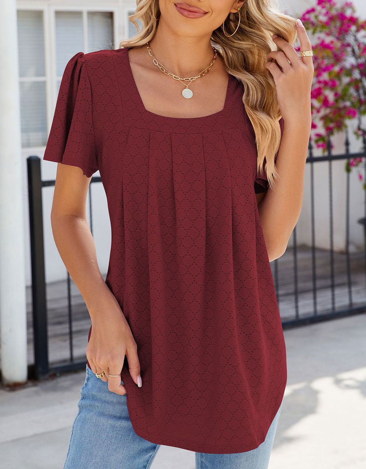 Square Neck Loose Blouses