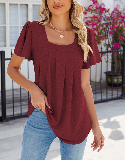 Square Neck Loose Blouses