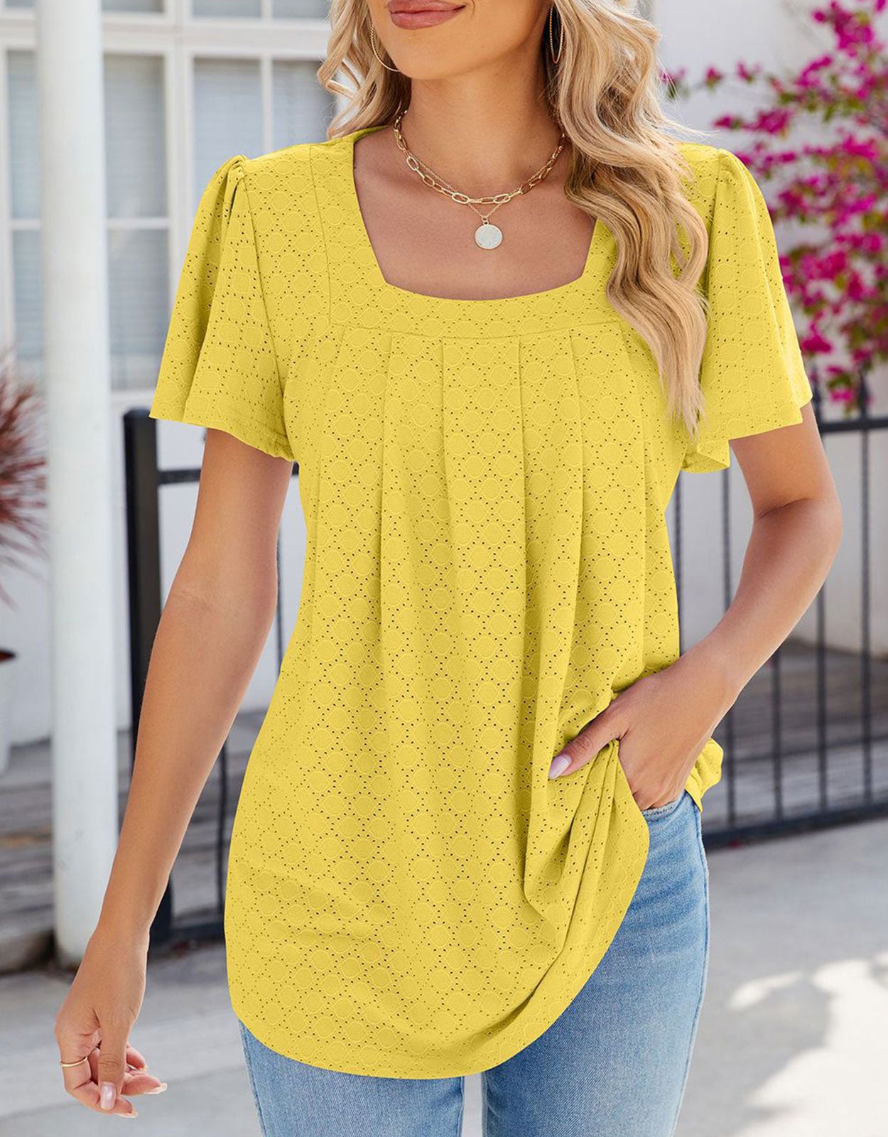 Square Neck Loose Blouses