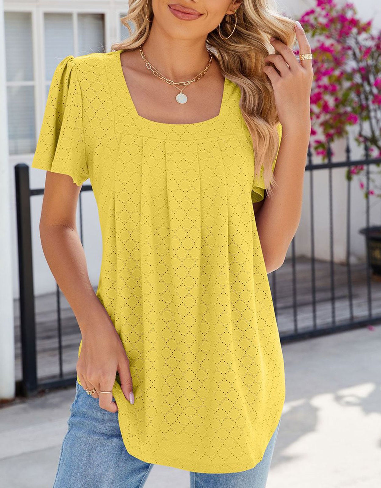 Square Neck Loose Blouses