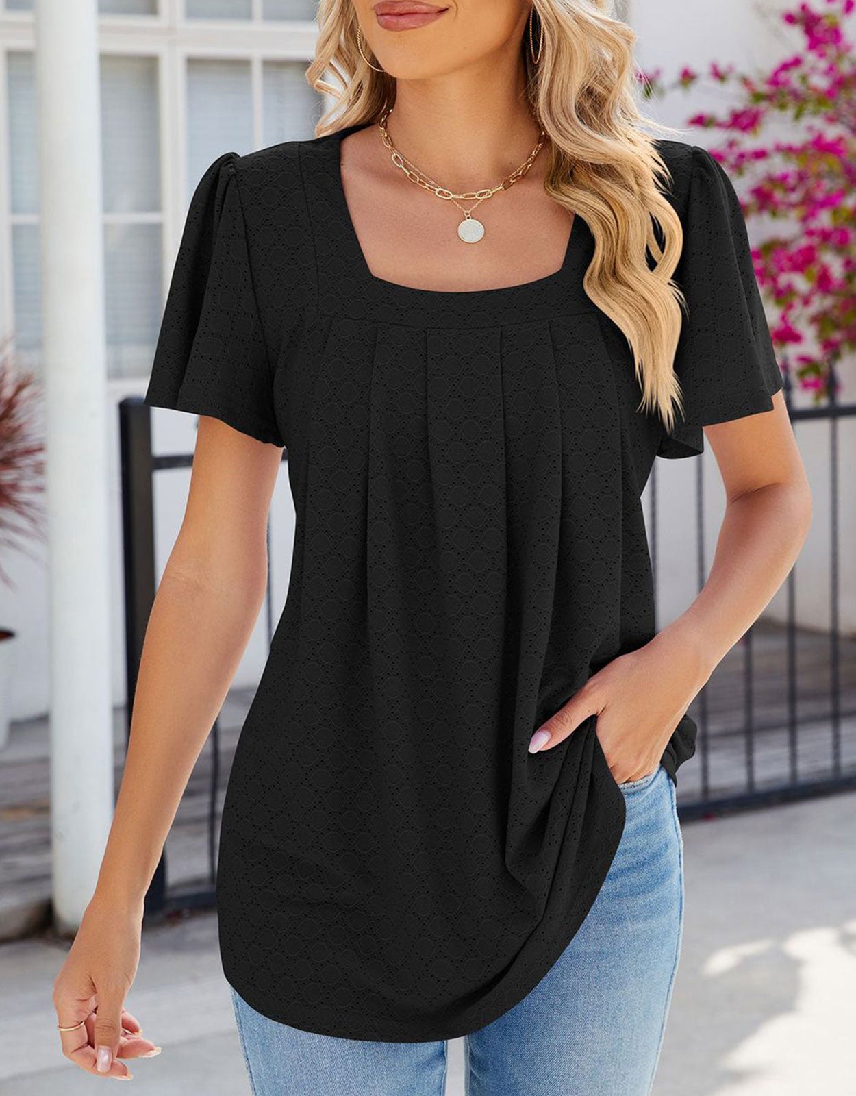 Square Neck Loose Blouses