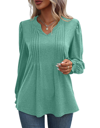 Casual Long Sleeve V Neck Blouse