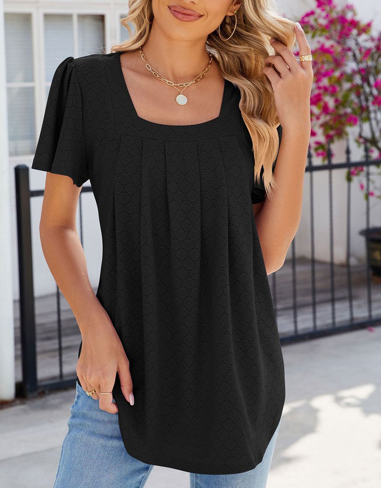 Square Neck Loose Blouses