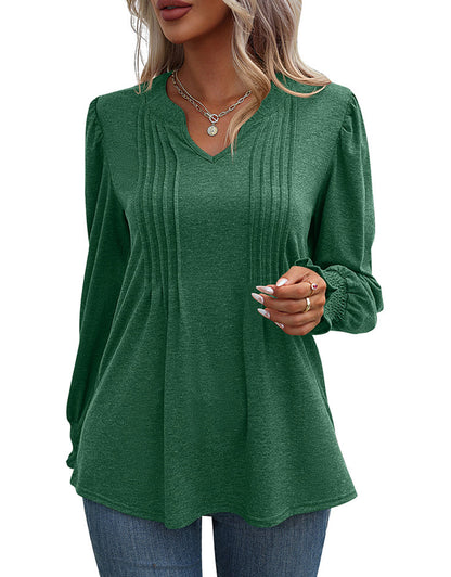 Casual Long Sleeve V Neck Blouse