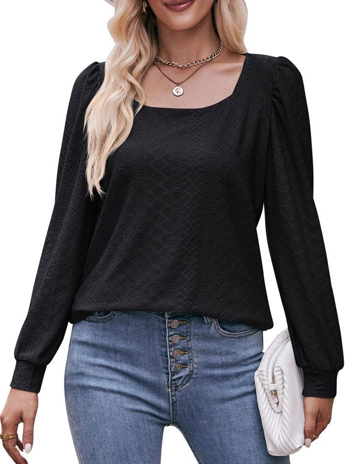 Eyelet  Loose  Blouse