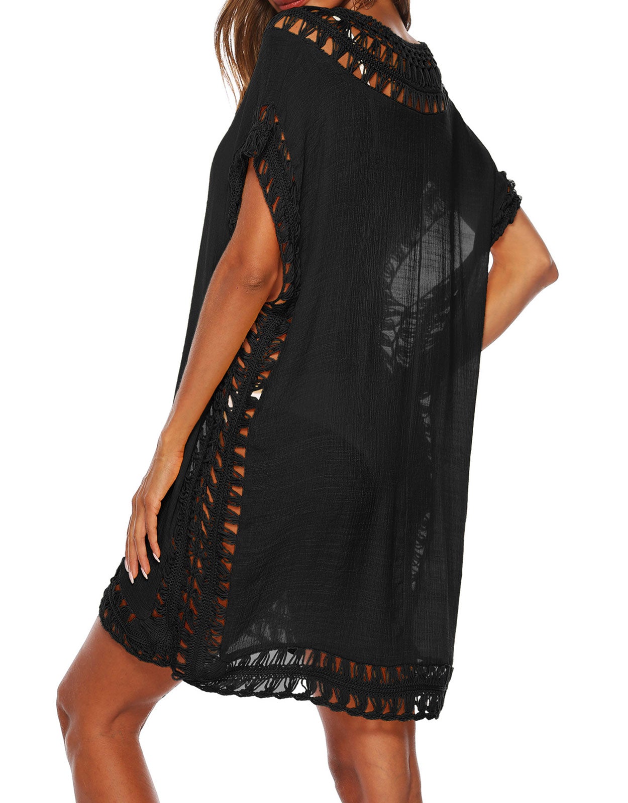 V Neck Swimsuit Crochet Beach Cover Ups