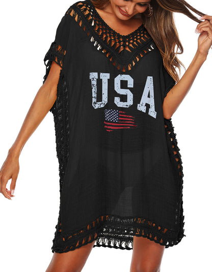 V Neck Swimsuit Crochet Beach Cover Ups