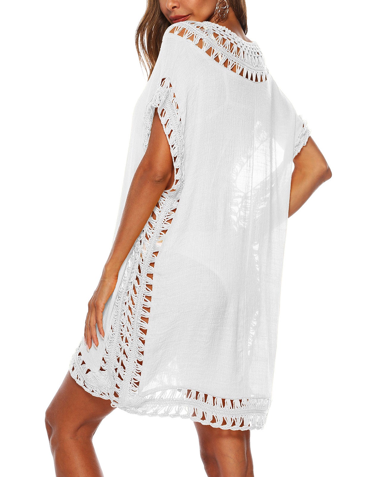 V Neck Swimsuit Crochet Beach Cover Ups