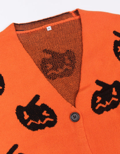 Pumpkin Head Front Button Cardigan