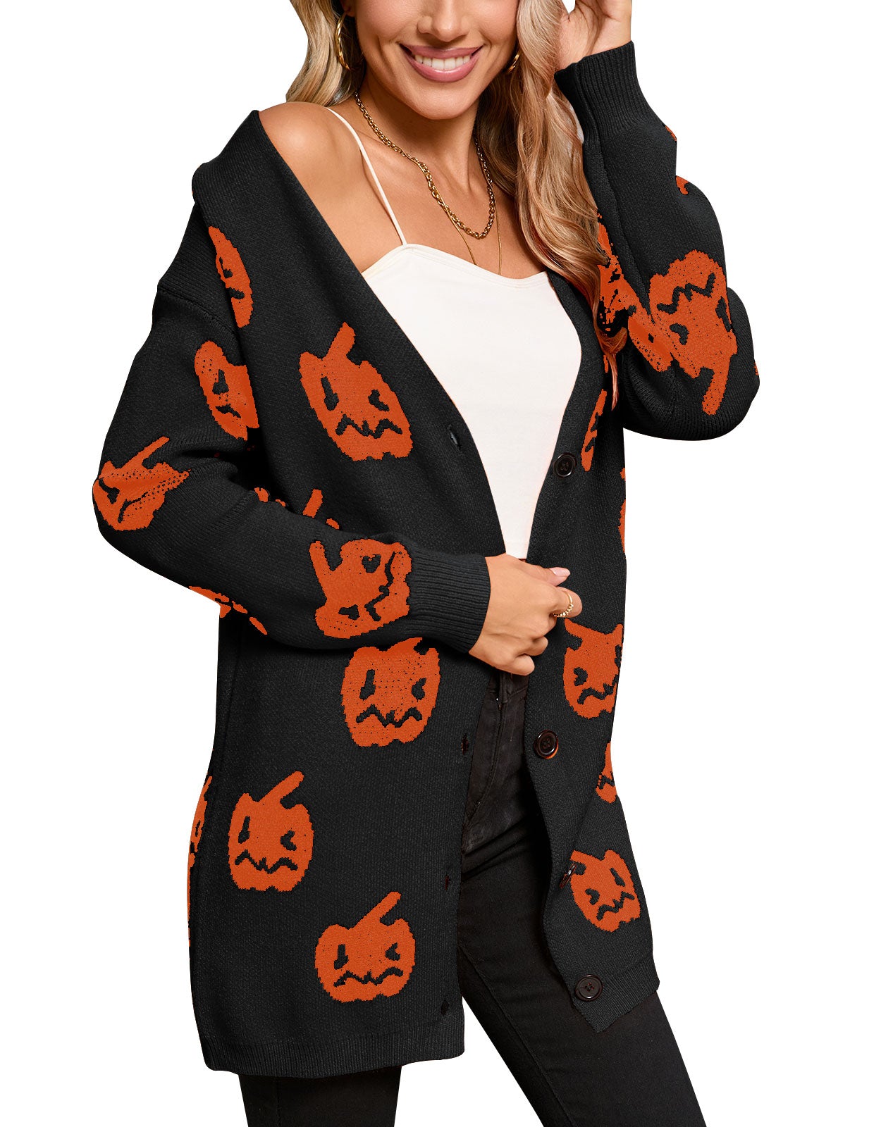 Pumpkin Head Front Button Cardigan