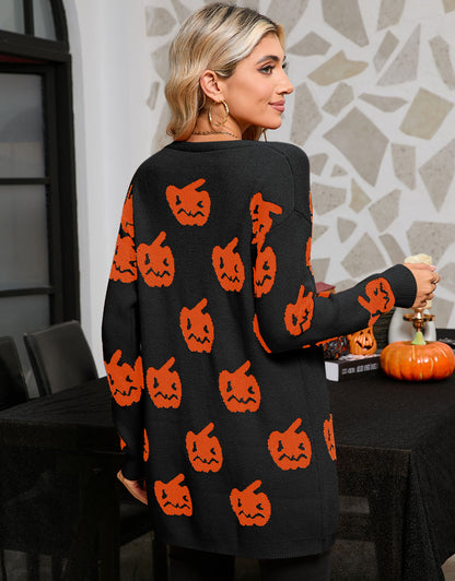 Pumpkin Head Front Button Cardigan