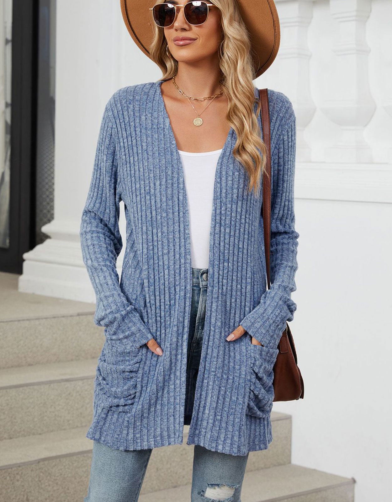 Open Front Dropped Shoulder Cardigan