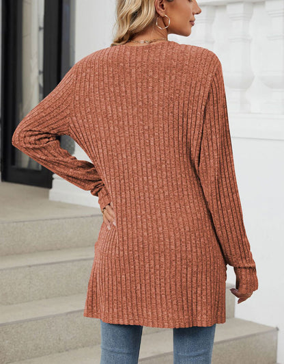 Open Front Dropped Shoulder Cardigan