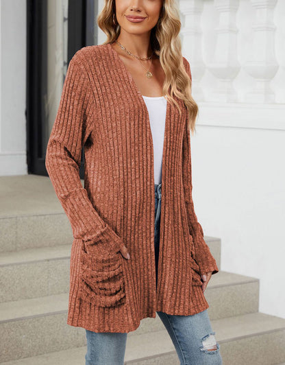 Open Front Dropped Shoulder Cardigan