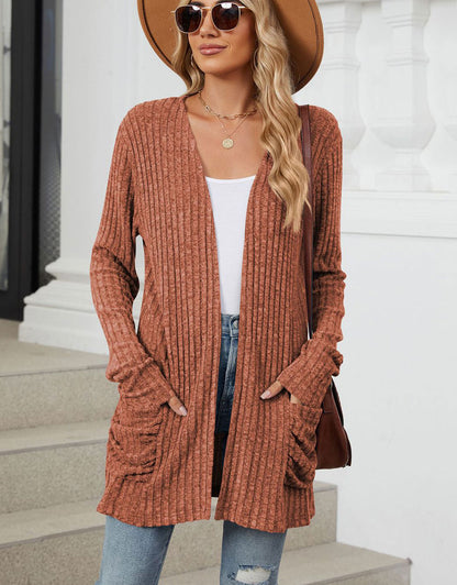 Open Front Dropped Shoulder Cardigan