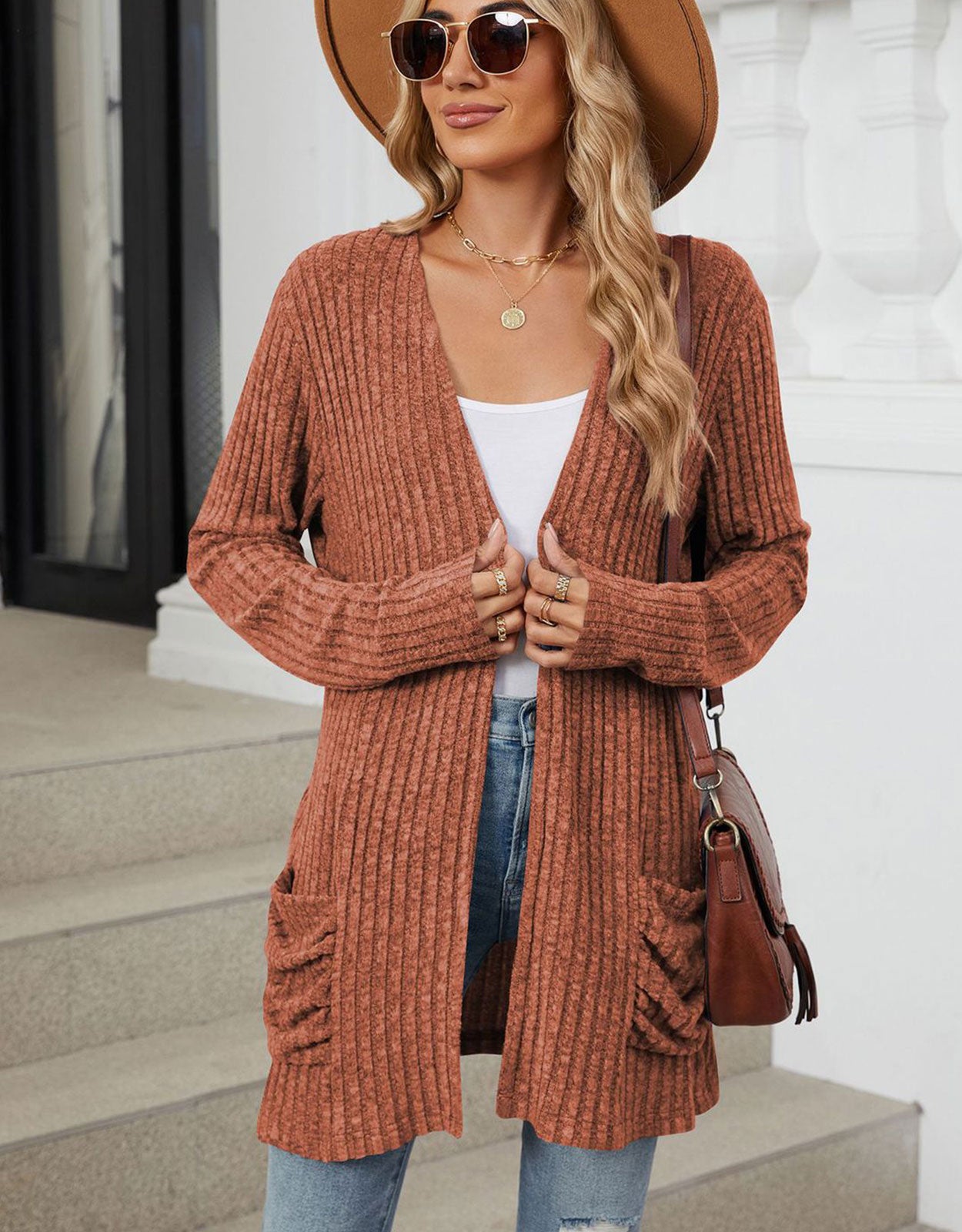 Open Front Dropped Shoulder Cardigan