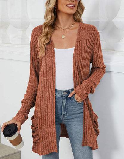 Open Front Dropped Shoulder Cardigan