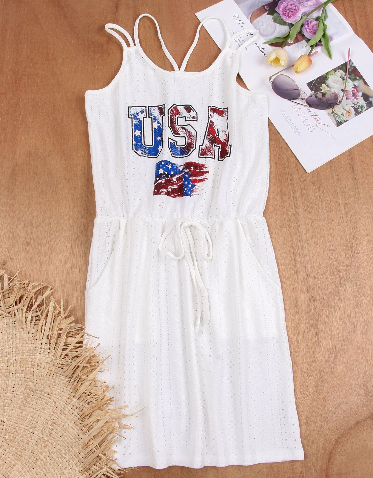 USA flag three color sleeveless  dress cover up