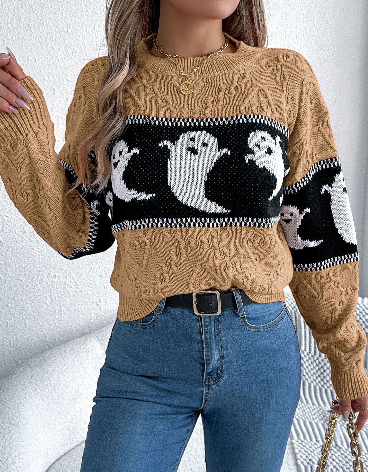 Halloween Ghost Knitting Sweater