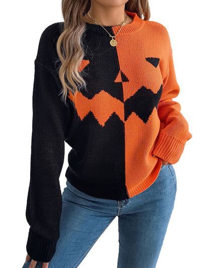 Spooky Pumpkin Clashing Color Knit