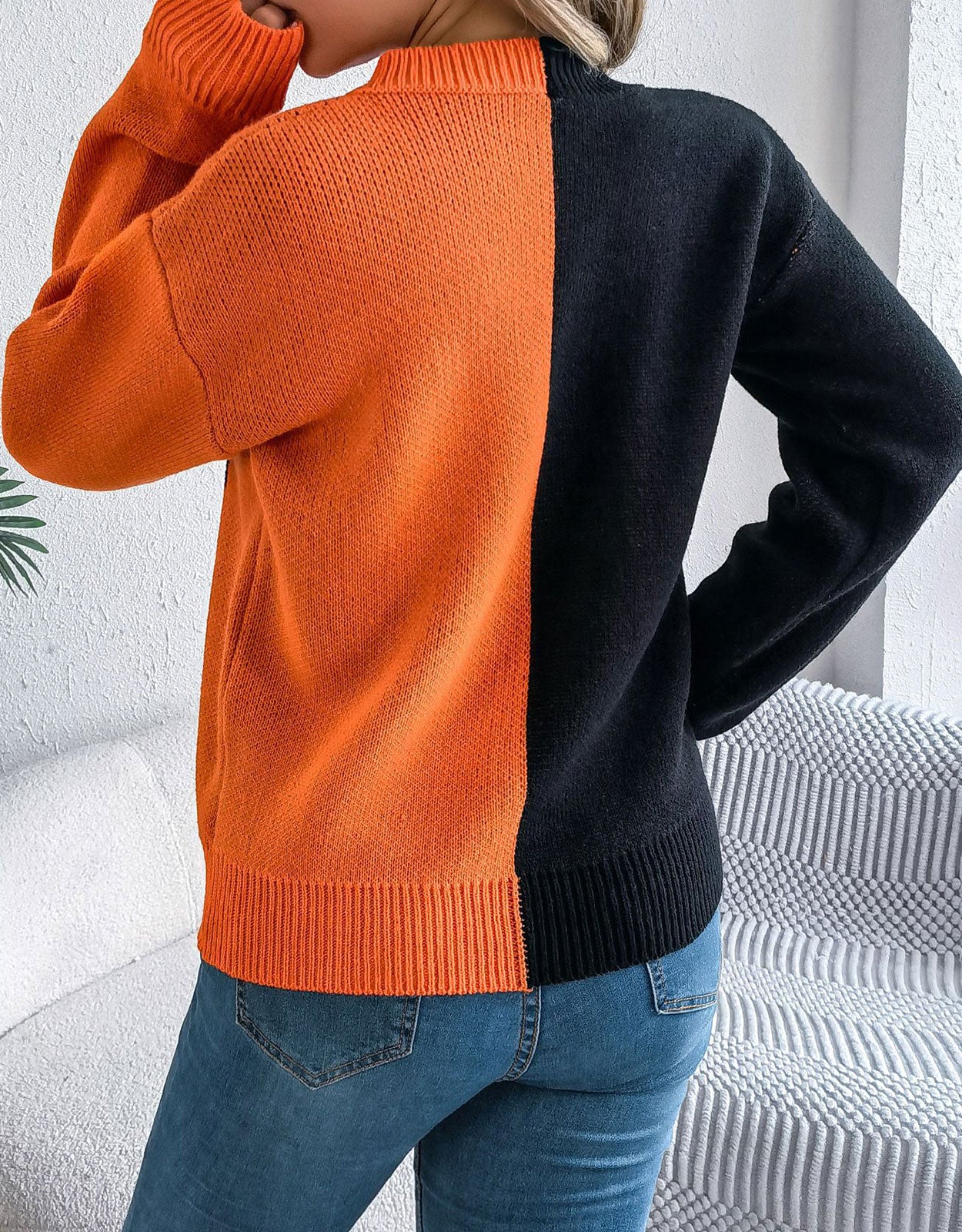 Spooky Pumpkin Clashing Color Knit