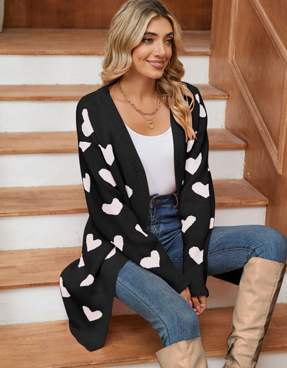 Cute Heart Long Sleeve Cardigans Coat Outwear