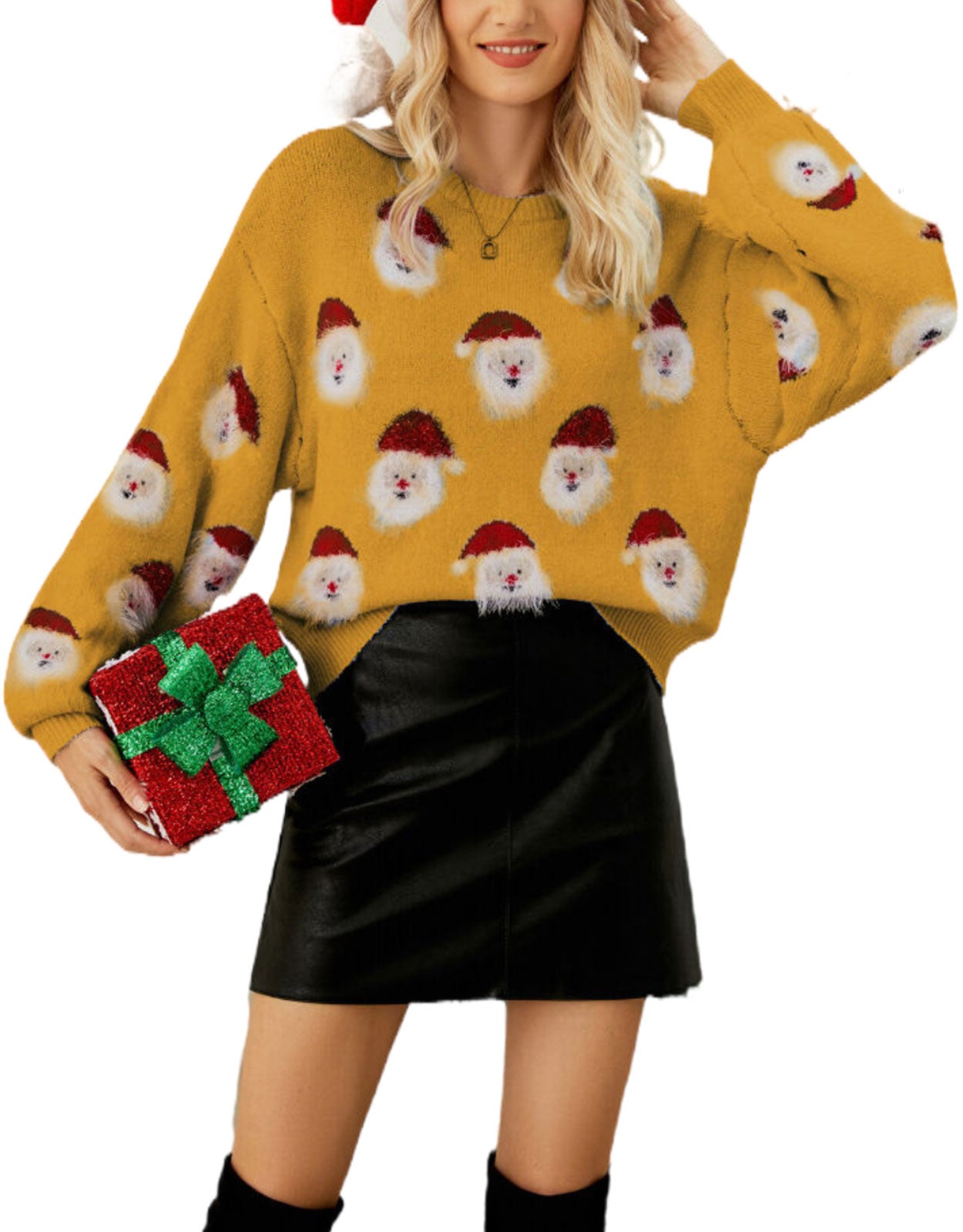 Funny Santa Head Patterns Sweater