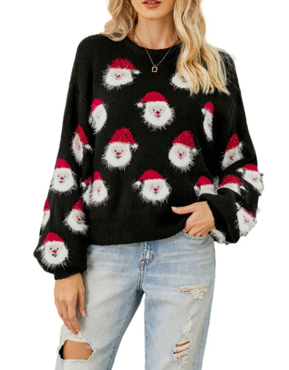 Funny Santa Head Patterns Sweater