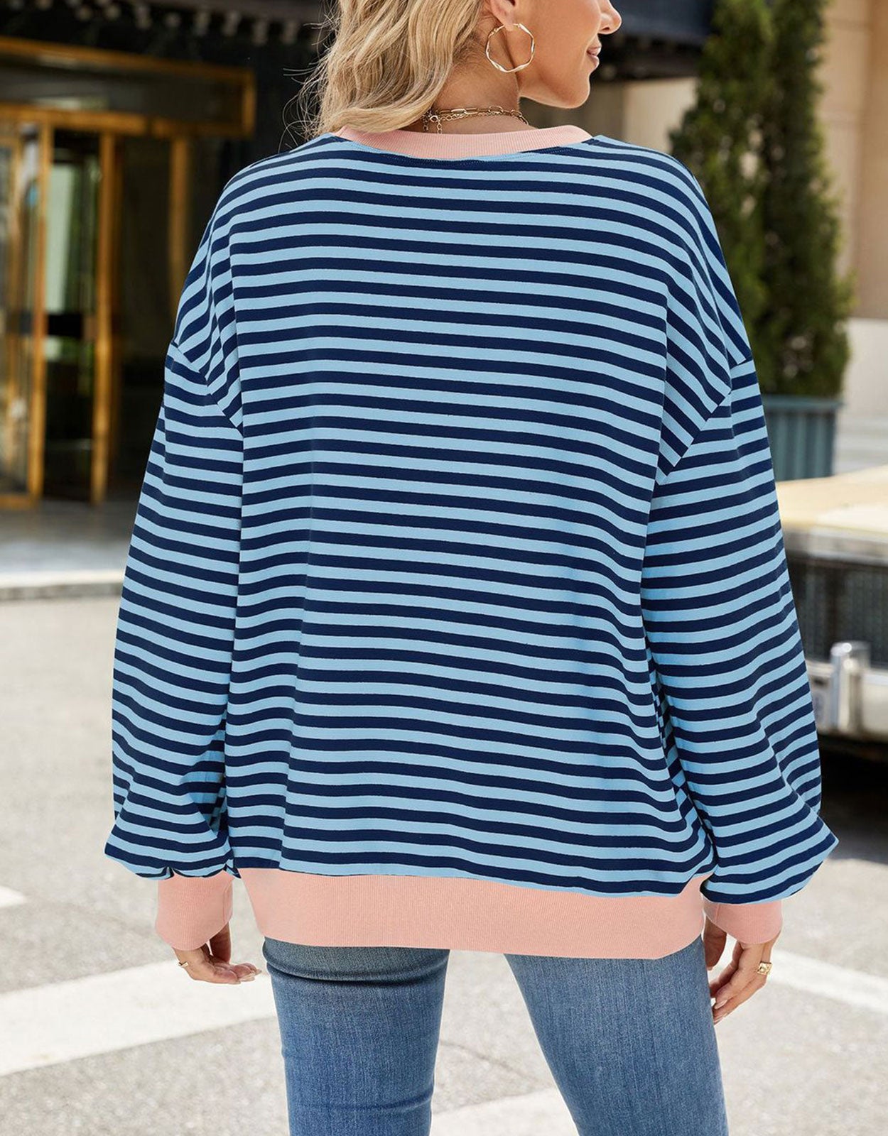 Casual Crewneck Striped Pullover Shirts