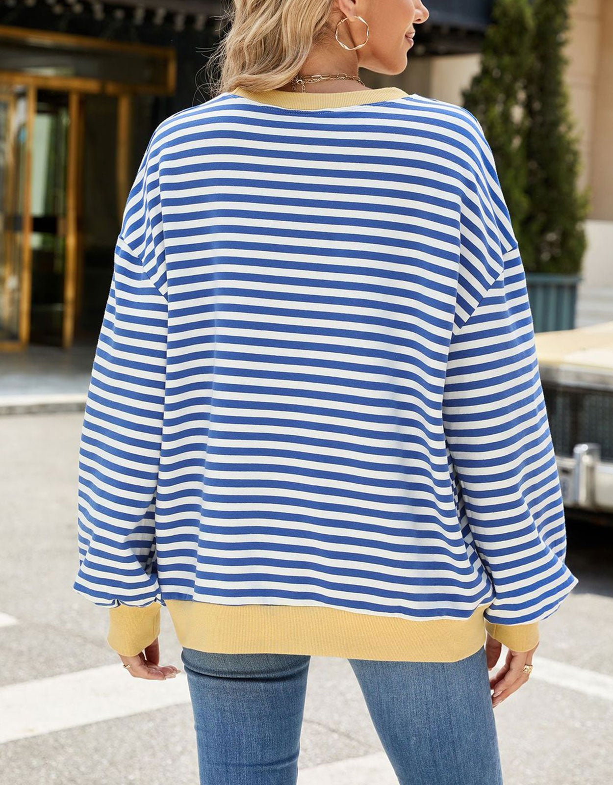 Casual Crewneck Striped Pullover Shirts