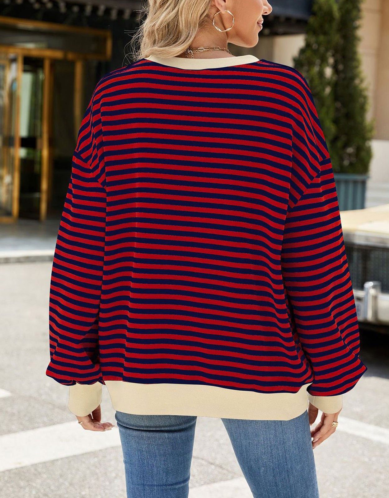 Casual Crewneck Striped Pullover Shirts