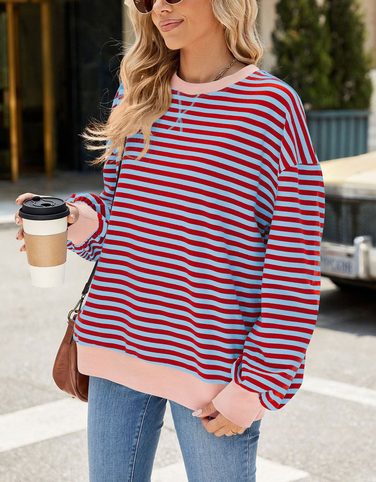 Casual Crewneck Striped Pullover Shirts