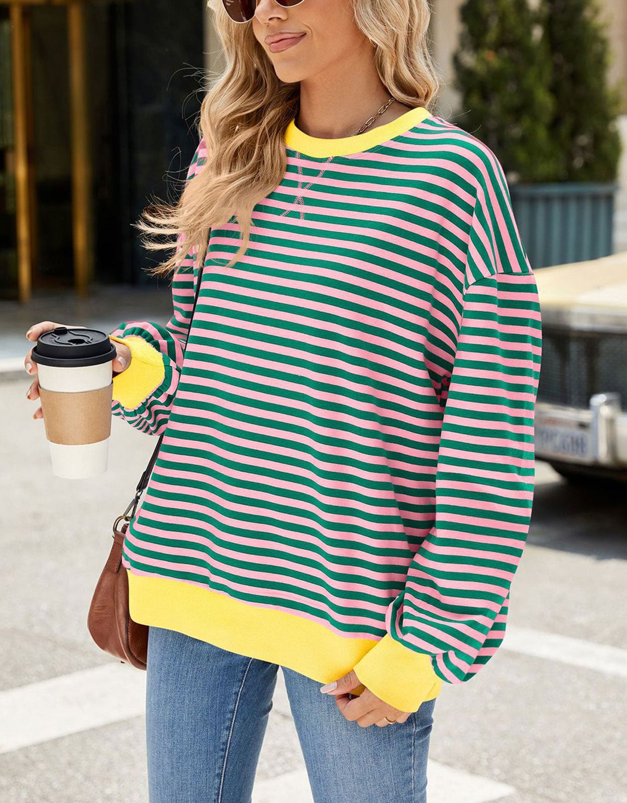 Casual Crewneck Striped Pullover Shirts