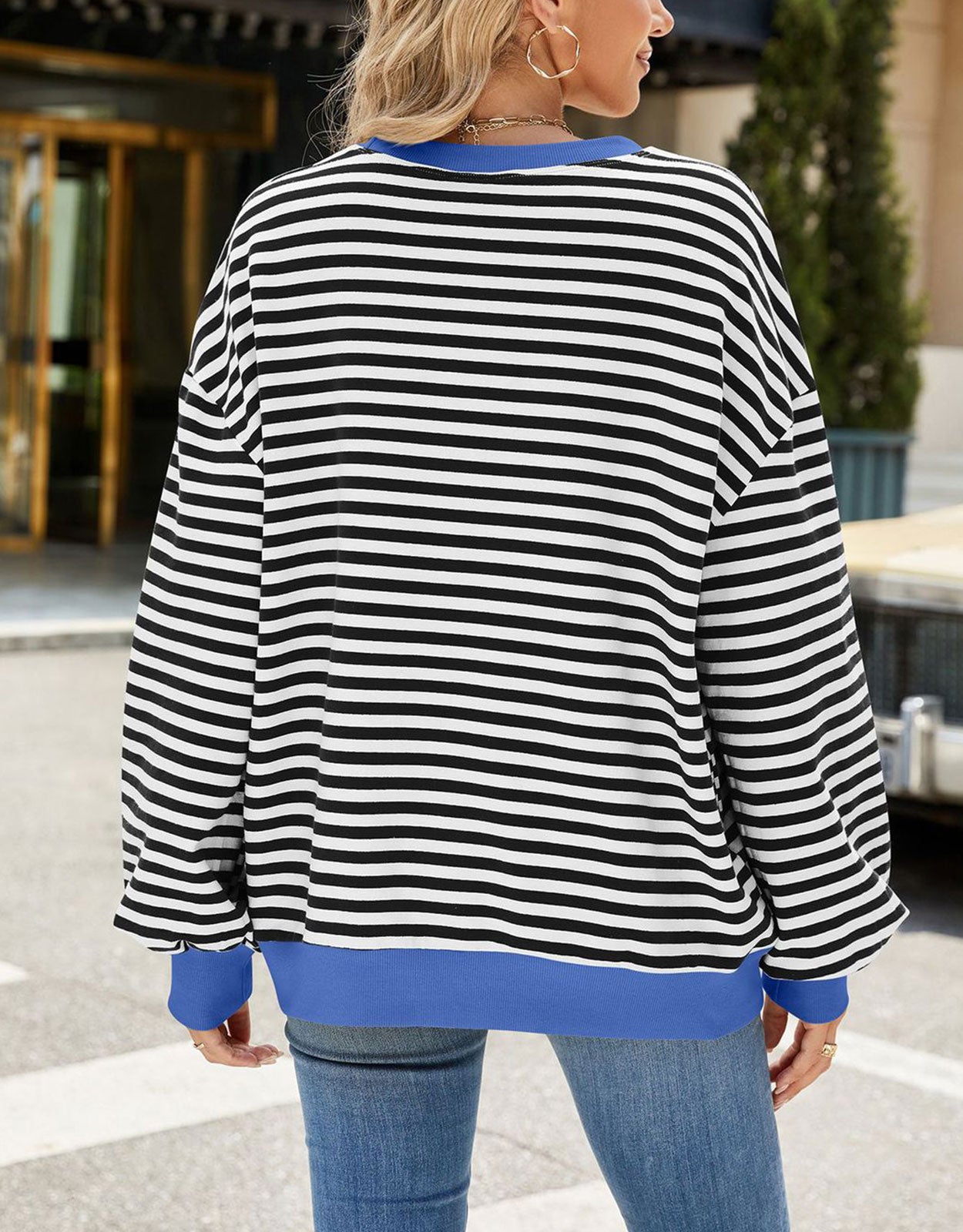 Casual Crewneck Striped Pullover Shirts