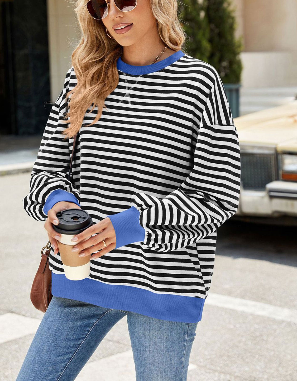 Casual Crewneck Striped Pullover Shirts