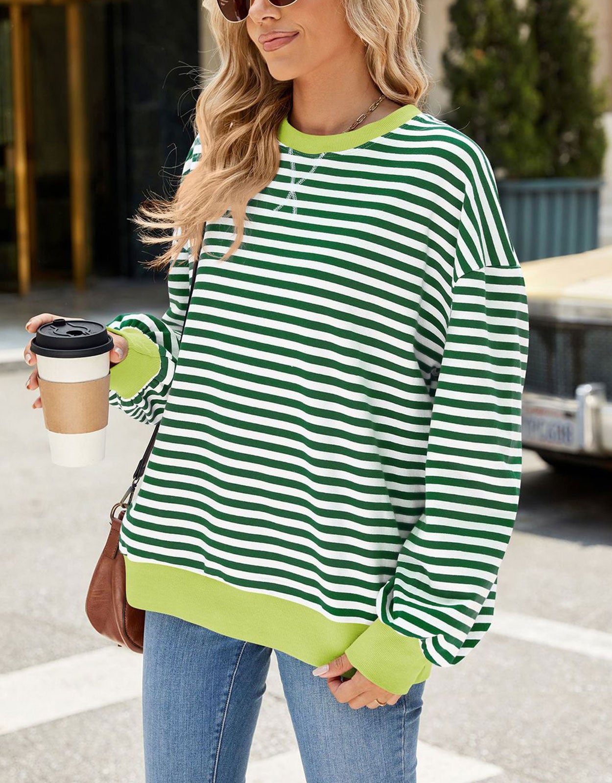 Casual Crewneck Striped Pullover Shirts