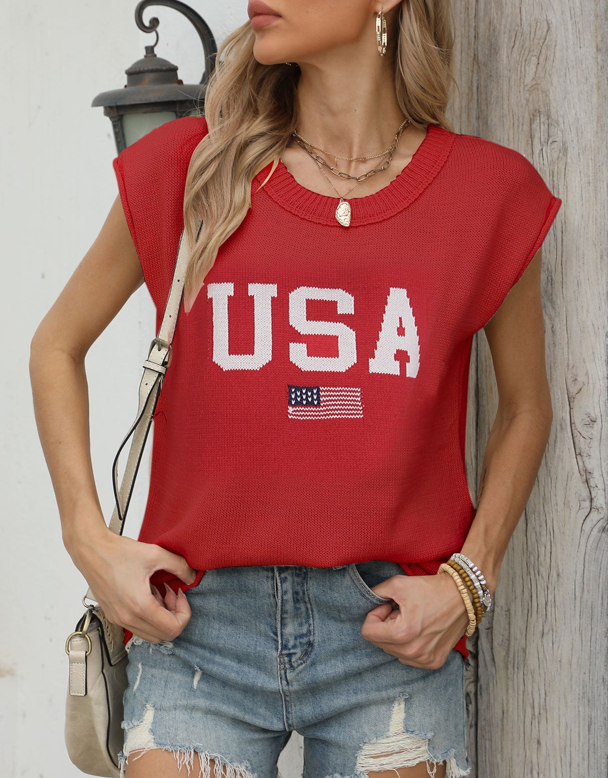 USA Cap Sleeve Blouse