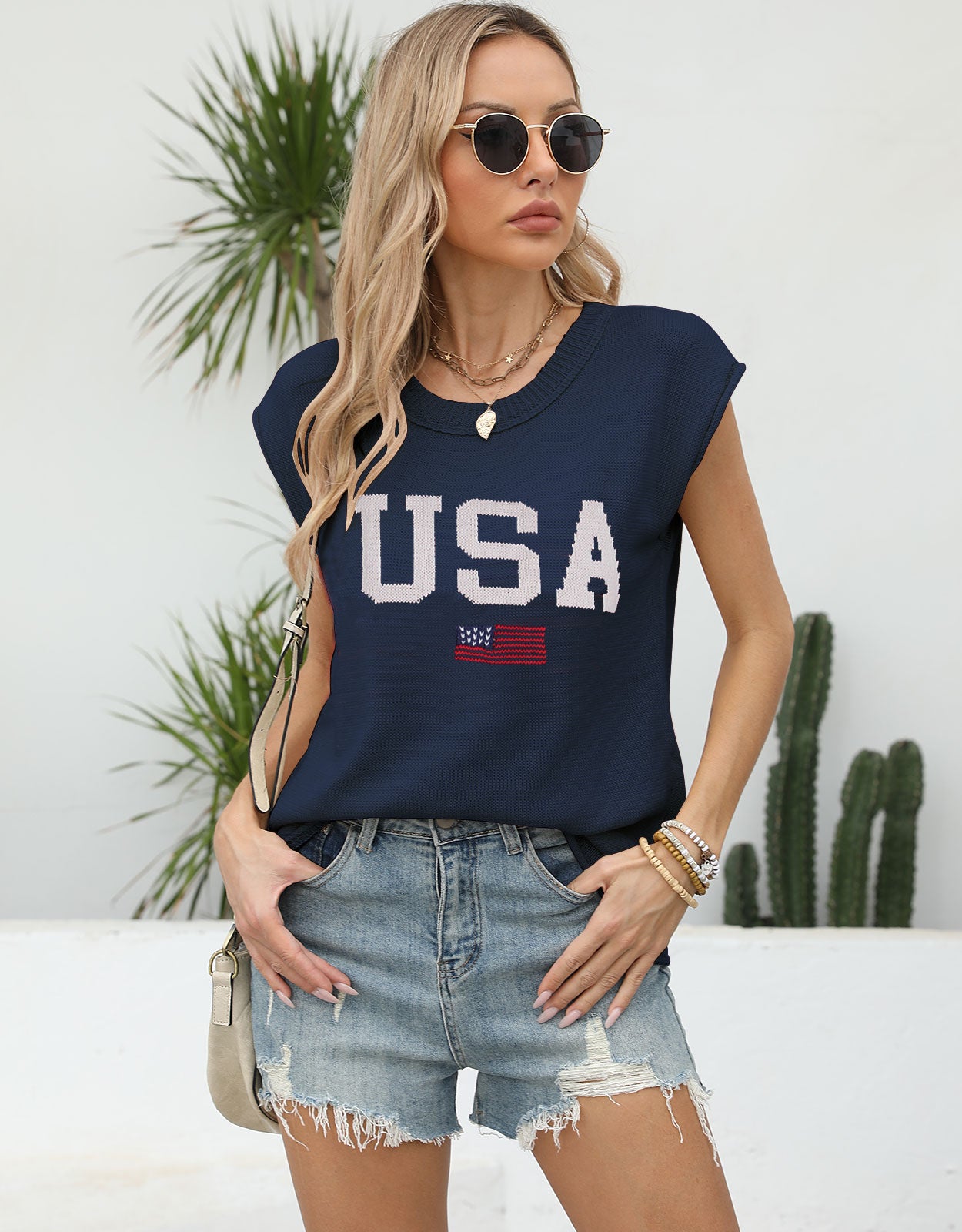 USA Cap Sleeve Blouse