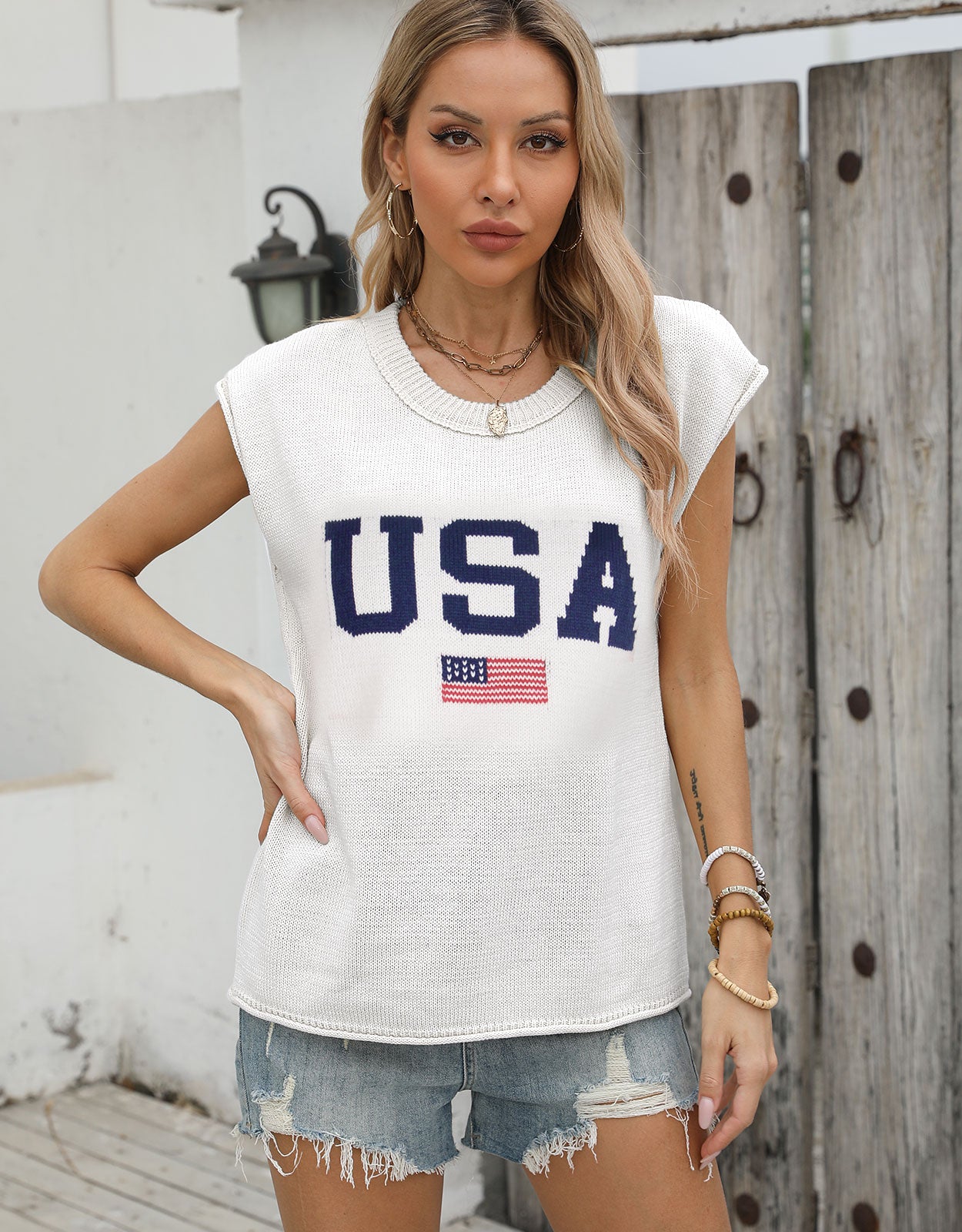 USA Cap Sleeve Blouse